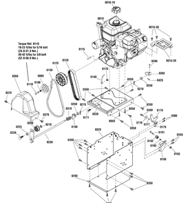 Engine And Frame Group Diagram and Parts List for 1696399-00 2015 Briggs and Stratton Snow Blower